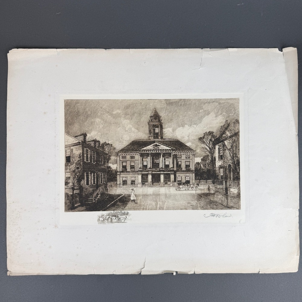 1906 Robert Shaw Federal Hall New York Signed Artist Proof Etching Colonial Soc.